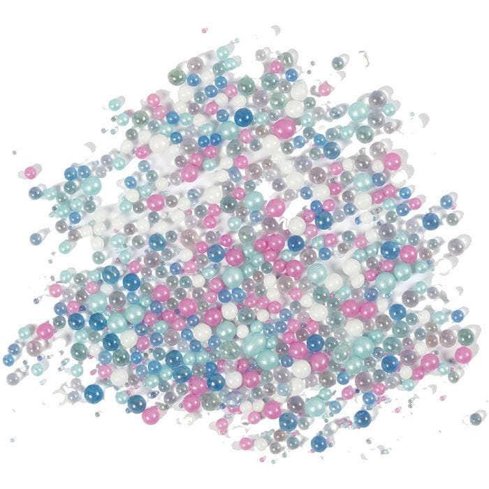 Mini Beads - Sortiment, Größe 0,6-0,8+1,5-2+3 mm, Pastellfarben, 600 g/ 1 Dose