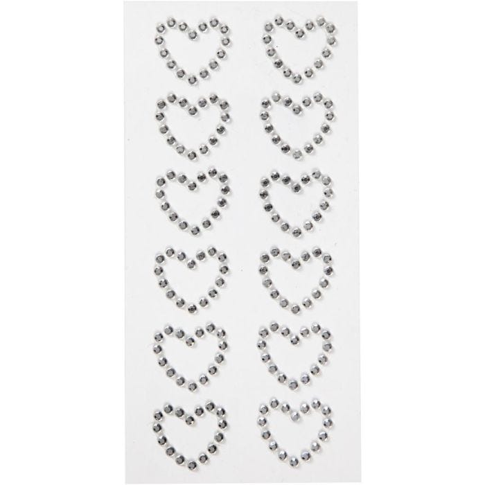 Strass-Herzen, Größe 23x21 mm, Silber, 12 Stk/ 1 Pck