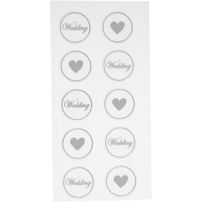 Sticker, Herz-Hochzeit, D 25 mm, Blatt 7,8x15,5 cm, Schwarz, 2 Bl. sort./ 1 Pck