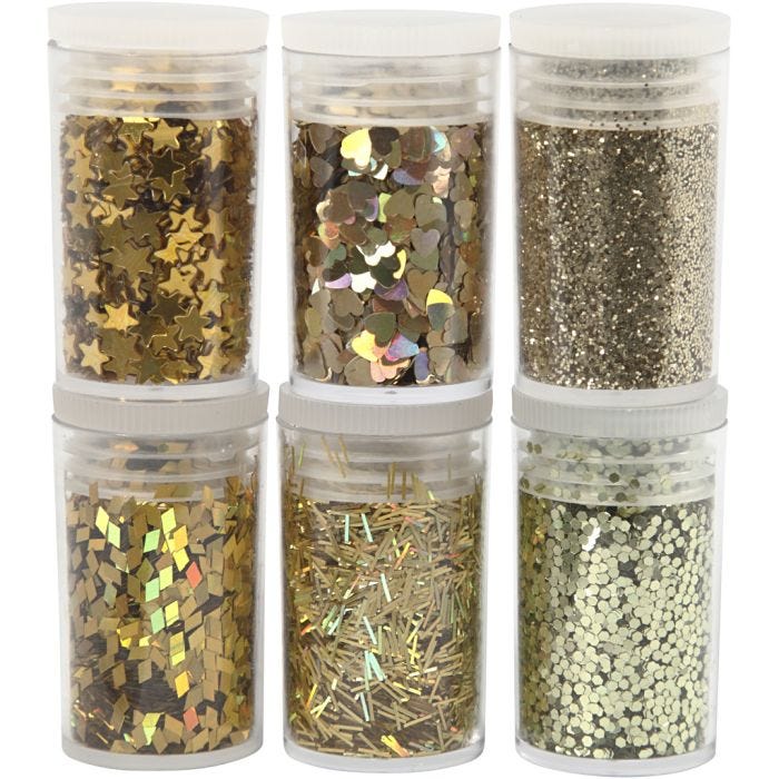 Glitter-/Pailletten-Sortiment, Gold, 6x5 g/ 1 Pck