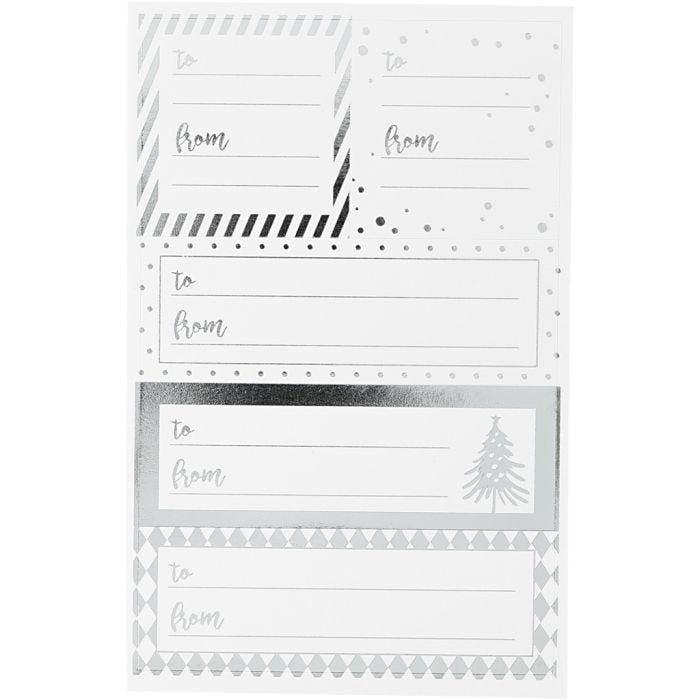 Notiz-Sticker, Blatt 9x14 cm, Größe 42x39+84x29 mm, Silber, Weiß, 4 Bl./ 1 Pck