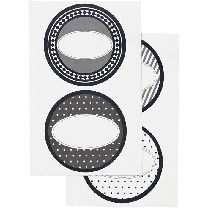 Sticker, D 4 cm, Blatt 9x14 cm, 4 Bl. sort./ 1 Pck