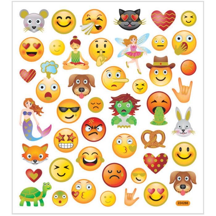 Sticker, Emojis, Blatt 15x16,5 cm, 1 Bl.
