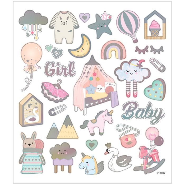 Sticker, Baby Girl, Blatt 15x16,5 cm, 1 Bl.