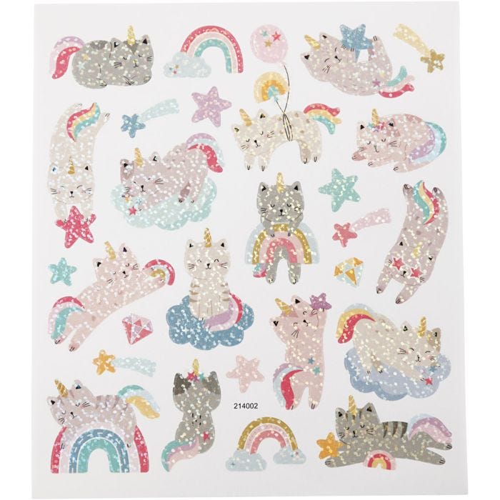Sticker, Einhorn-Kätzchen, Blatt 15x16,5 cm, 1 Bl.