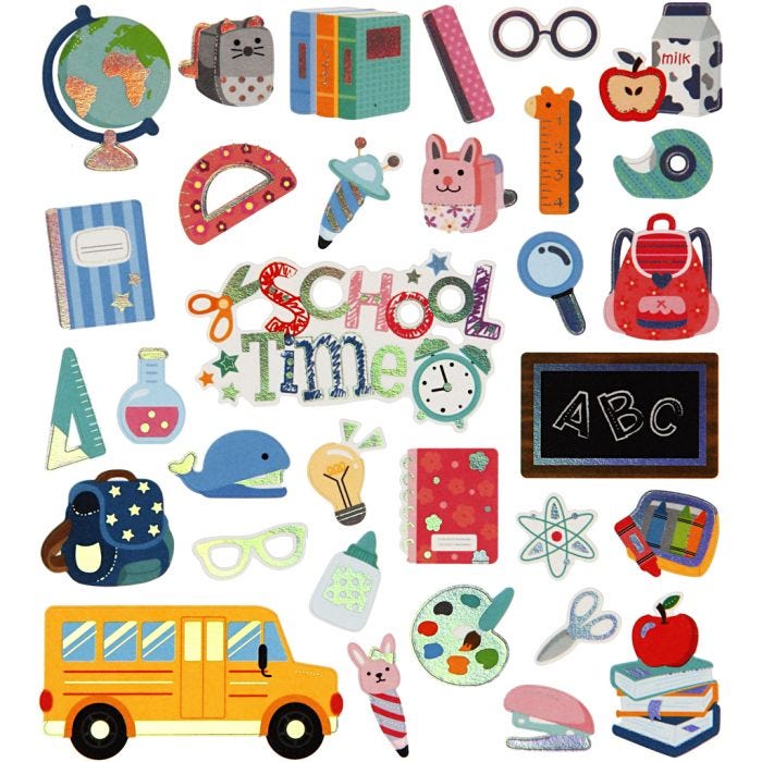 Sticker, Schule beginnt wieder, Blatt 15x16,5 cm, 1 Bl.