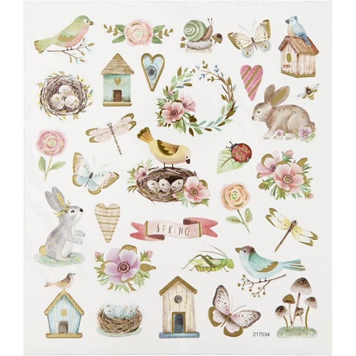 Sticker, Frühling und Ostern, Blatt 15x16,5 cm, 1 Bl.