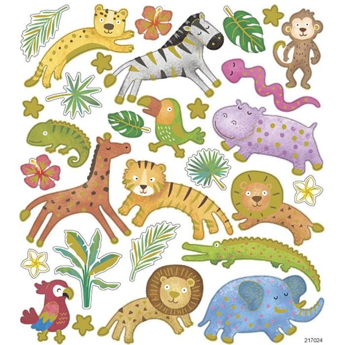 Sticker, Wilde Tiere, Blatt 15x16,5 cm, 1 Bl.