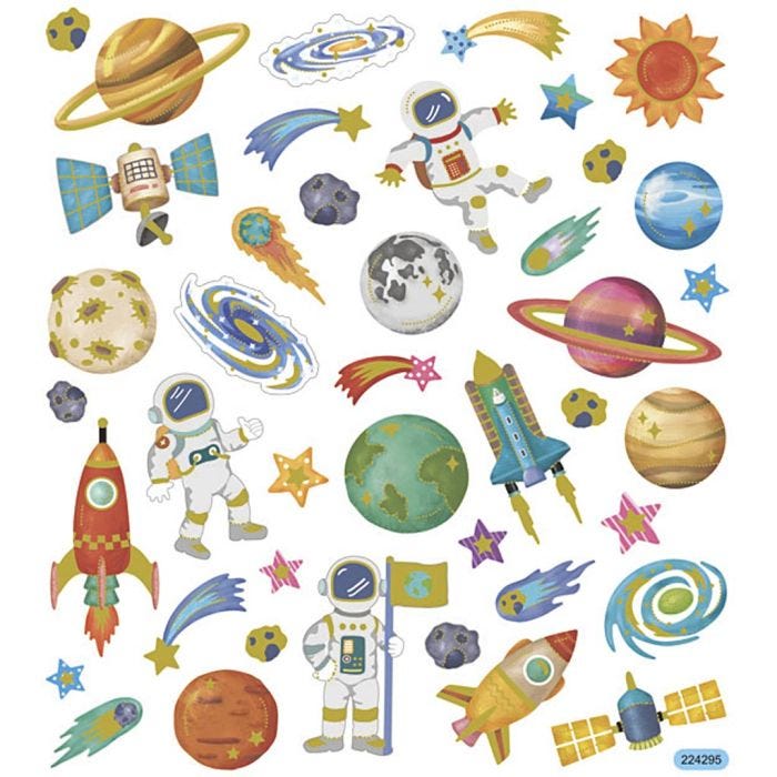 Sticker, Weltraum, Blatt 15x16,5 cm, 1 Bl.