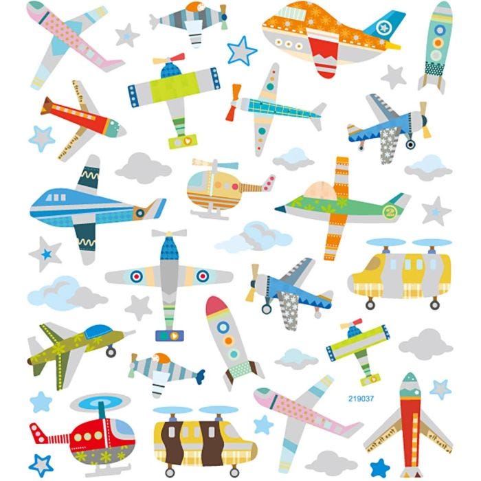 Sticker, Flugzeuge &amp; Hubschrauber, Blatt 15x16,5 cm, 1 Bl.