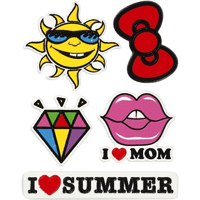 Weiche Aufkleber, "I love mom", Blatt 12,2x17,75 cm, 1 Bl.