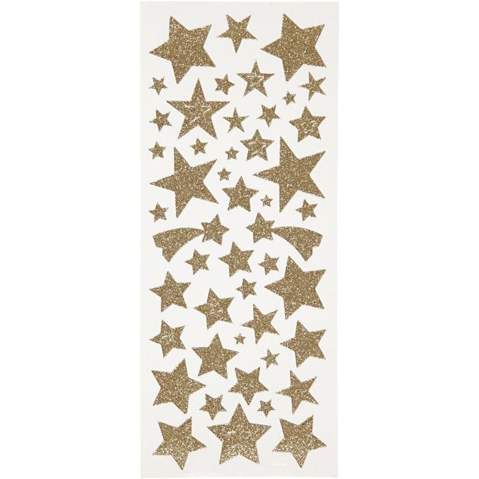 Sticker mit Glitter, Sterne, Blatt 10x24 cm, Gold, 2 Bl./ 1 Pck