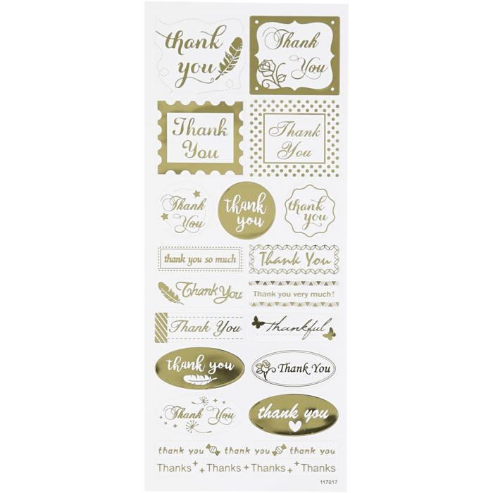 Sticker 'Thank you', Thank you, Blatt 10x24 cm, Gold, 1 Bl.