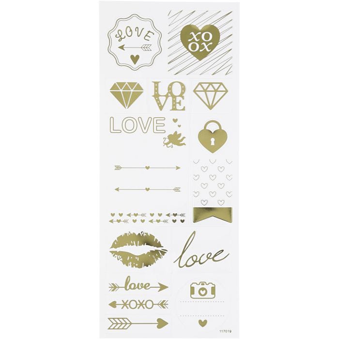 Sticker 'Thank you', Love, Blatt 10x24 cm, Gold, 1 Bl.