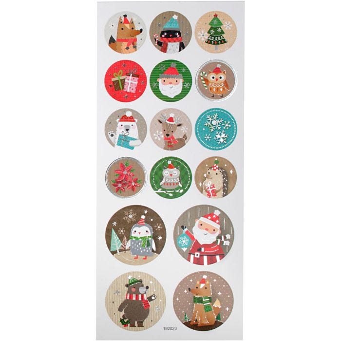 Sticker mit Weihnachtsmotiven, Weihnachten, Blatt 10x23 cm, 1 Bl.