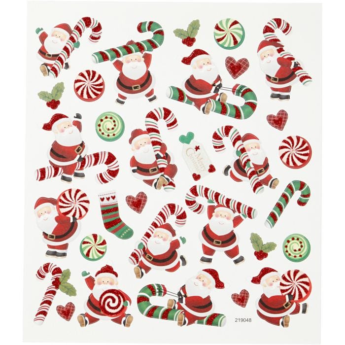 Sticker, Nikolaus mit Candy Stick, Blatt 15x16,5 cm, 1 Bl.