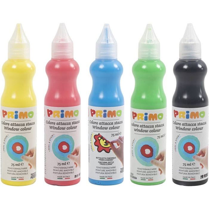 Fensterfarbe, Sortierte Farben, 5x75 ml/ 1 Pck