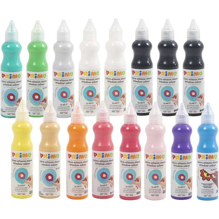 Fensterfarbe, Sortierte Farben, 16x75 ml/ 1 Pck