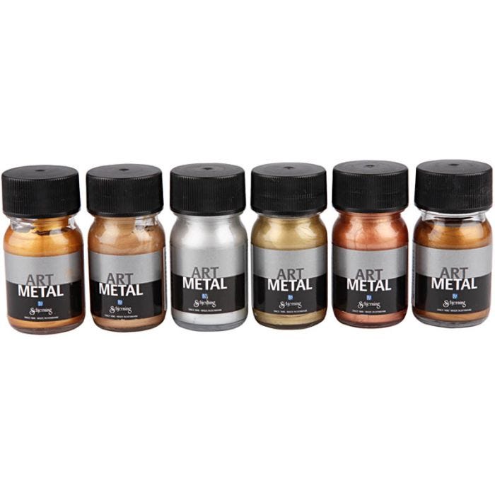 Art Metal Farbe, Nr. 5102, 5104, 5106, 5108, 5109, 5110, Metallic-Farben, 6x30 ml/ 1 Pck