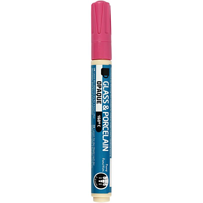 Glas- und Porzellanmalstift, Strichstärke 2-4 mm, Deckend, Pink, 1 Stk