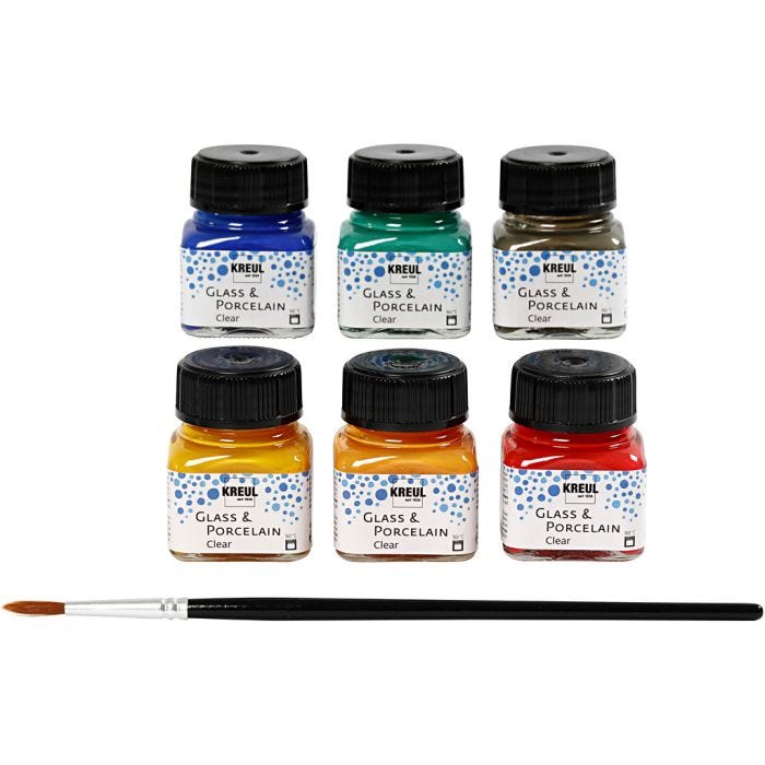 Glas- und Porzellanfarbe, Sortierte Farben, 6x20 ml/ 1 Pck