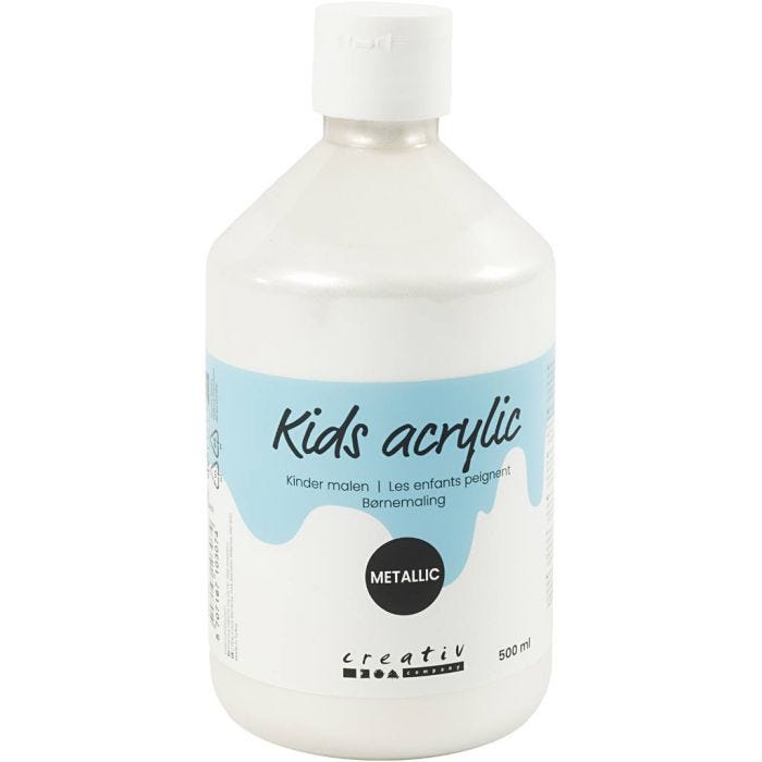 Acrylfarbe Metallic, Metallic, Weiß, 500 ml/ 1 Fl.