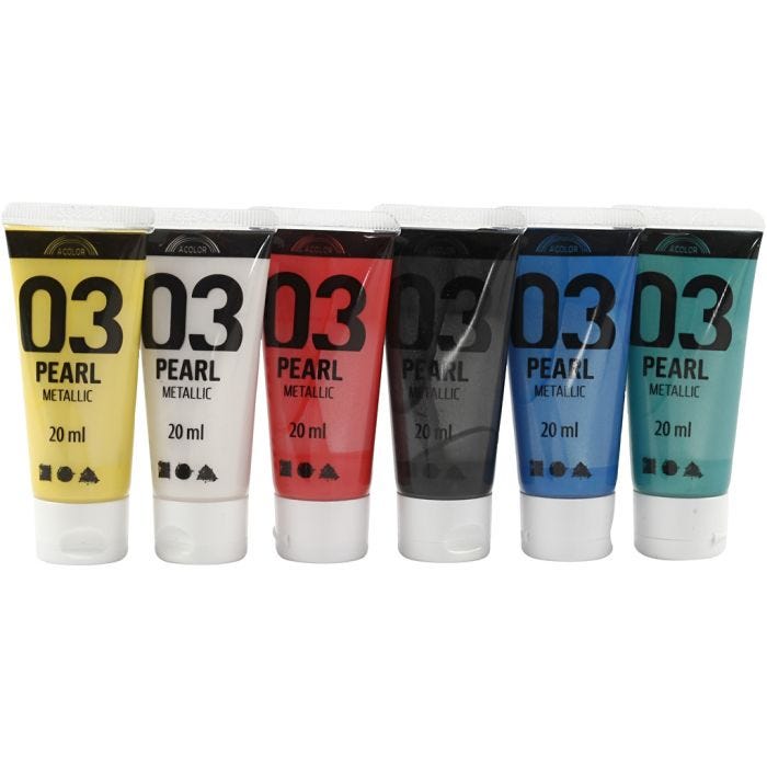 Acrylfarbe Metallic, Metallic, Standard-Farben, 6x20ml/ 1 Pck