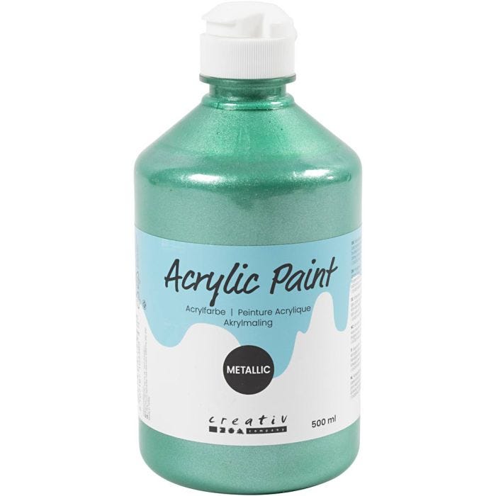 Acrylfarbe Metallic, Metallic, Grün, 500 ml/ 1 Fl.