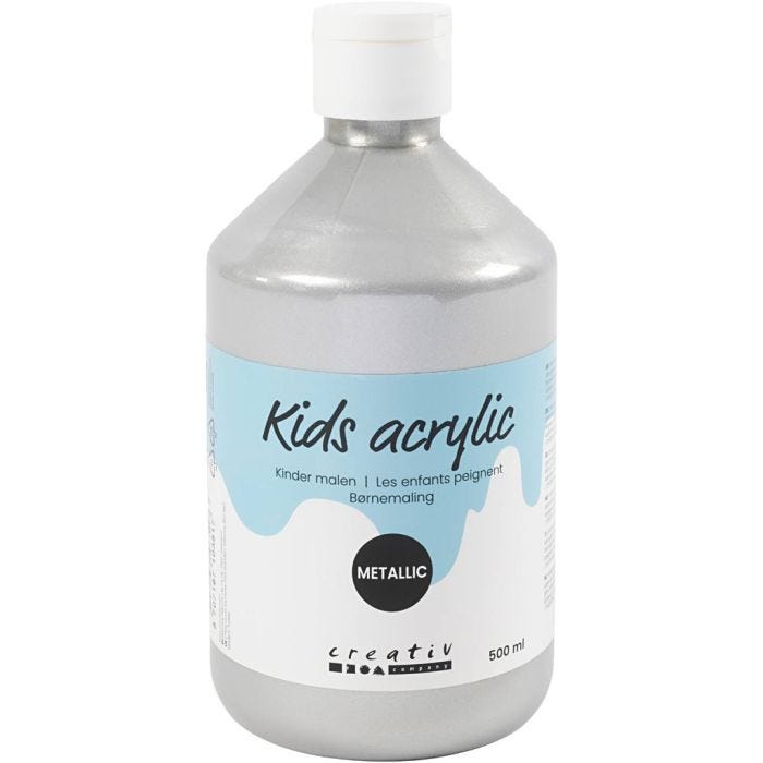 Acrylfarbe Metallic, Metallic, Silber, 500 ml/ 1 Fl.