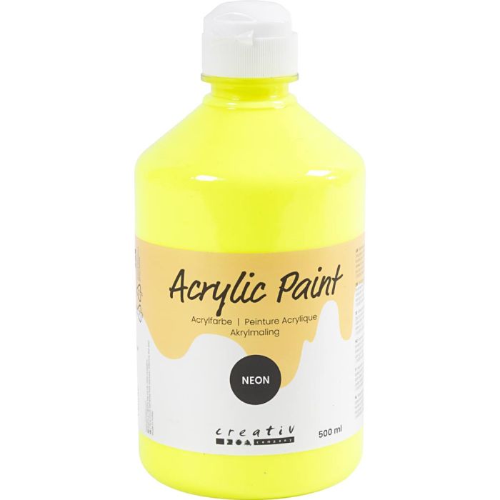 Acrylfarbe Neon, Neongelb, 500 ml/ 1 Fl.