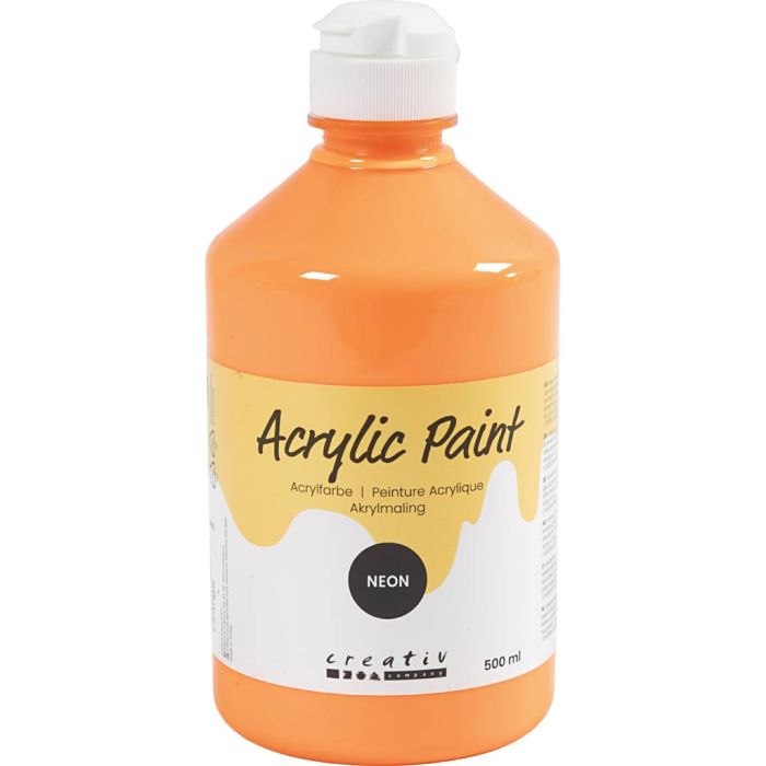 Acrylfarbe Neon, Neonorange, 500 ml/ 1 Fl.