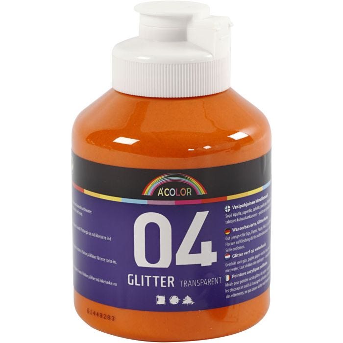 Glitter-Acrylfarbe, Orange, 500 ml/ 1 Fl.