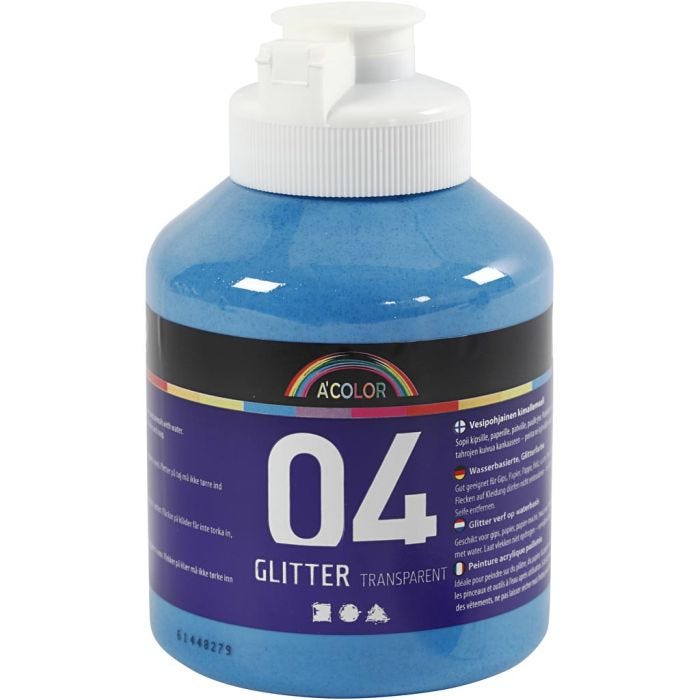 Glitter-Acrylfarbe, Blau, 500 ml/ 1 Fl.