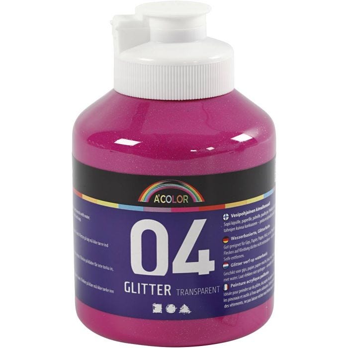 Glitter-Acrylfarbe, Pink, 500 ml/ 1 Fl.