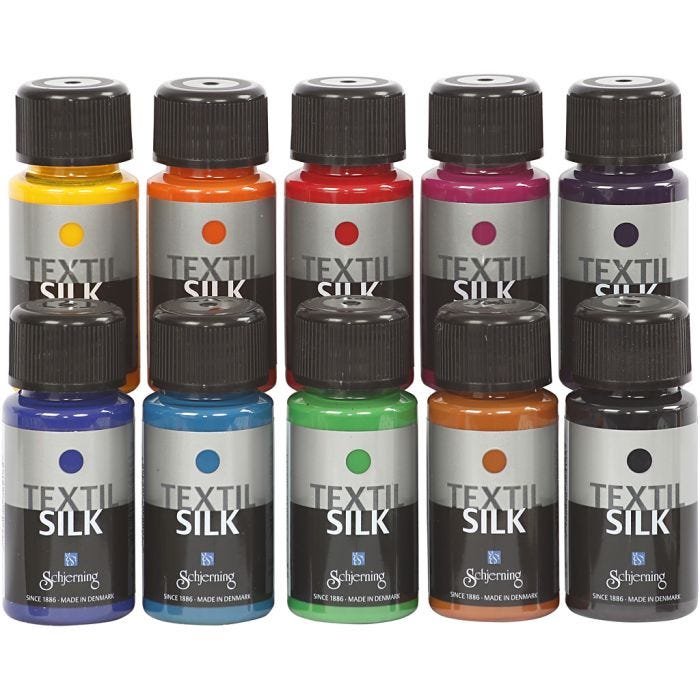 Textil Silk Farbe , Sortierte Farben, 10x50 ml/ 1 Pck