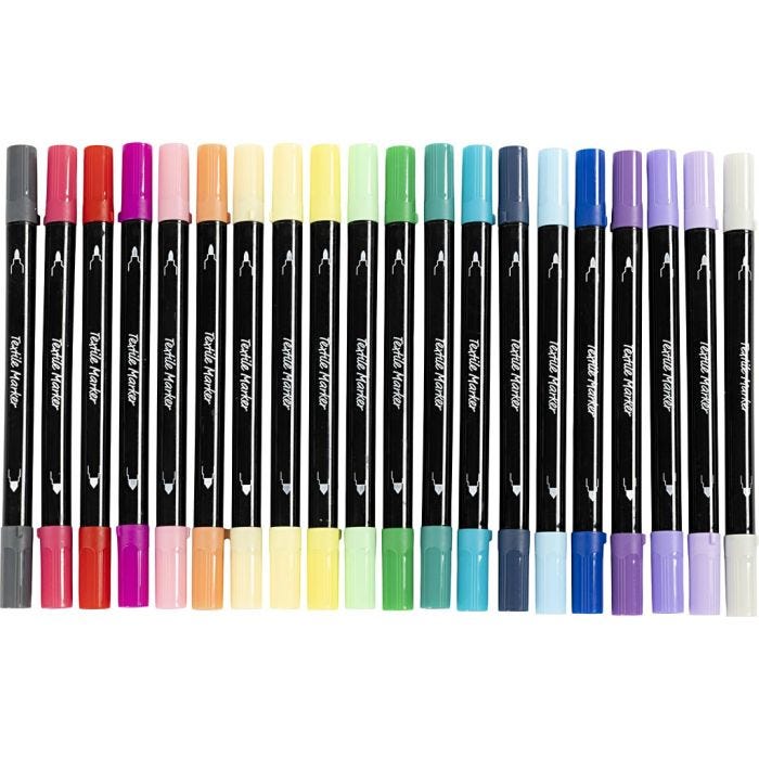 Textil-Marker, Strichstärke 2,3+3,6 mm, Zusätzliche Farben, 20 Stk/ 1 Pck
