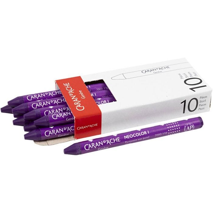 CARAN D’ACHE Neocolor I - Ölkreide, L 10 cm, Dicke 8,5 mm, Lila (110), 10 Stk/ 1 Pck