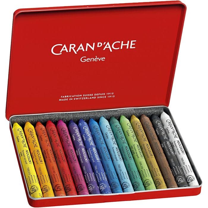 CARAN D’ACHE Neocolor I - Ölkreide, L 10 cm, Dicke 8,5 mm, Sortierte Farben, 15 Stk/ 1 Pck