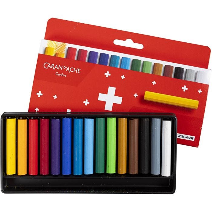 CARAN D’ACHE Neocolor I - Ölkreide, Junior, L 5 cm, Dicke 8,5 mm, Sortierte Farben, 15 Stk/ 1 Pck