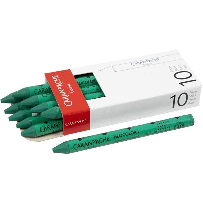 CARAN D’ACHE Neocolor I - Ölkreide, L 10 cm, Dicke 8,5 mm, Smaragdgrün (210), 10Stk/ 1 Pck