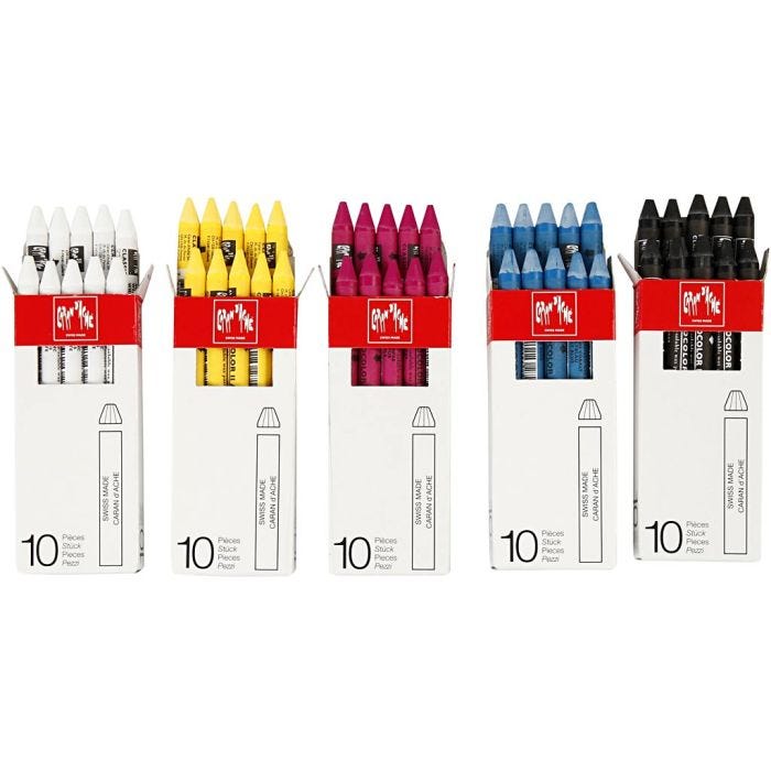 CARAN D’ACHE Neocolor II, L 10 cm, Dicke 8,5 mm, Sortierte Farben, 5x10 Stk/ 1 Pck