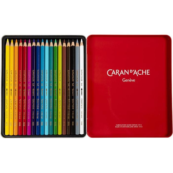 CARAN D’ACHE Supracolor II, L 17 cm, Mine 3.8 mm, Sortierte Farben, 18 Stk/ 1 Pck