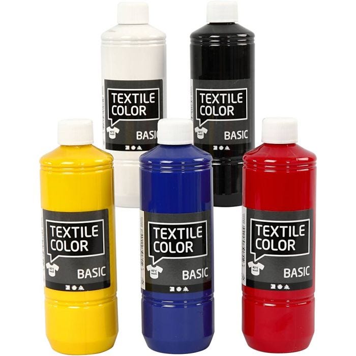 Textilfarbe, Primärfarben, 5x500 ml/ 1 Pck