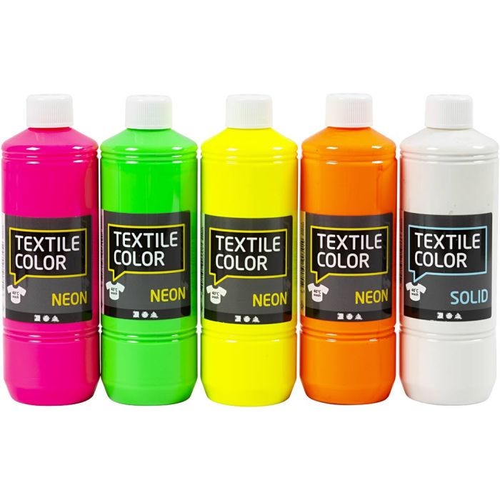Textilfarbe, Sortierte Farben, 5x500 ml/ 1 Pck