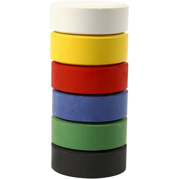 Aquarellfarben, H 16 mm, D 44 mm, Primärfarben, 6 Stk/ 1 Pck