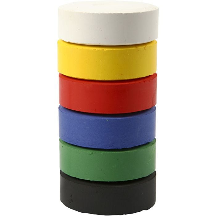 Aquarellfarben, H 19 mm, D 57 mm, Primärfarben, 6Stk/ 1 Pck