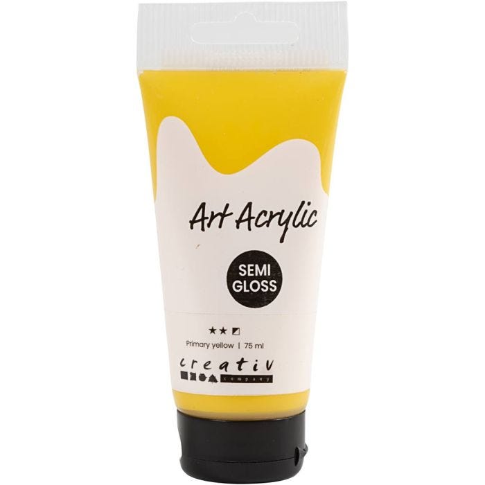 Acrylfarbe, Mattglänzend, Halbdeckend, Primärgelb, 75 ml/ 1 Fl.