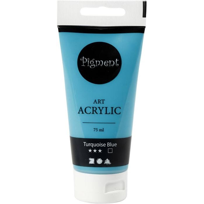 Acrylfarbe, Mattglänzend, Deckend, Türkisblau, 75 ml/ 1 Fl.