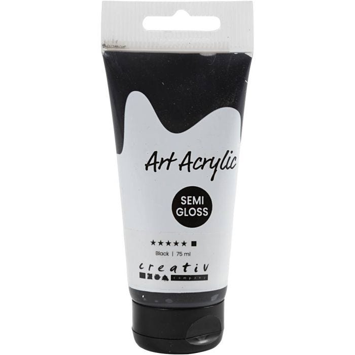 Acrylfarbe, Mattglänzend, Deckend, Schwarz, 75 ml/ 1 Fl.