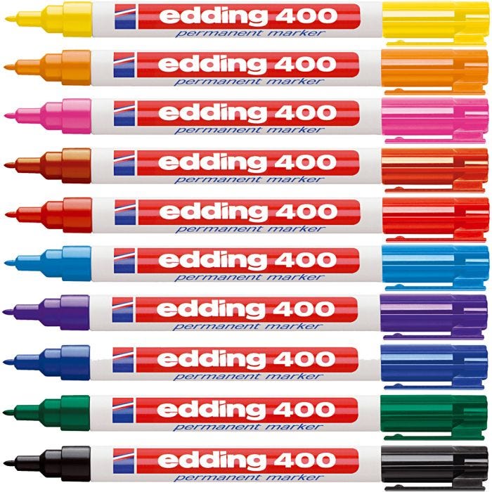 Edding Permanent-Marker 400, Strichstärke 1 mm, Sortierte Farben, 10 Stk/ 1 Pck